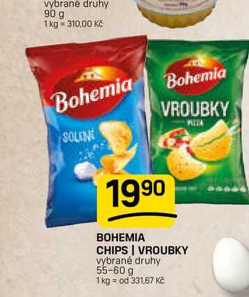 BOHEMIA CHIPS VROUBKY vybrané druhy 55-60 g