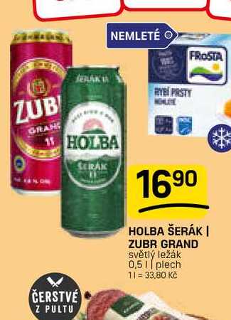 HOLBA ŠERÁK | ZUBR GRAND světlý ležák 0,51 plech 