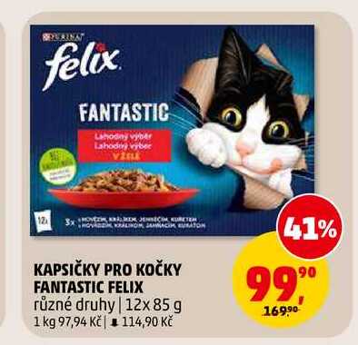 KAPSIČKY PRO KOČKY FANTASTIC FELIX, 12x 85 g 