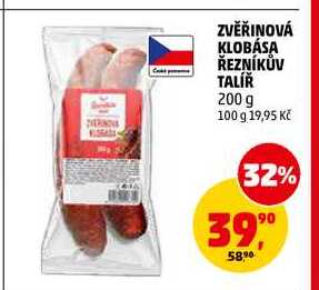 ZVĚŘINOVÁ KLOBÁSA ŘEZNÍKŮV TALÍŘ, 200 g