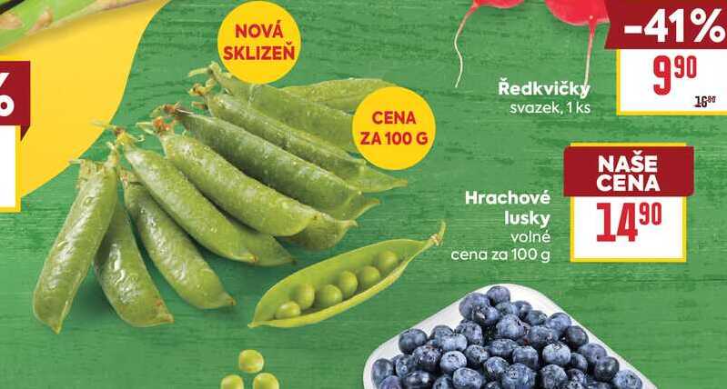 Hrachové lusky volné cena za 100 g 