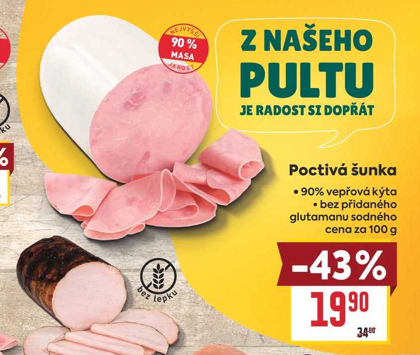 Poctivá šunka cena za 100 g
