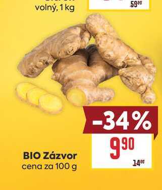 BIO Zázvor cena za 100 g 