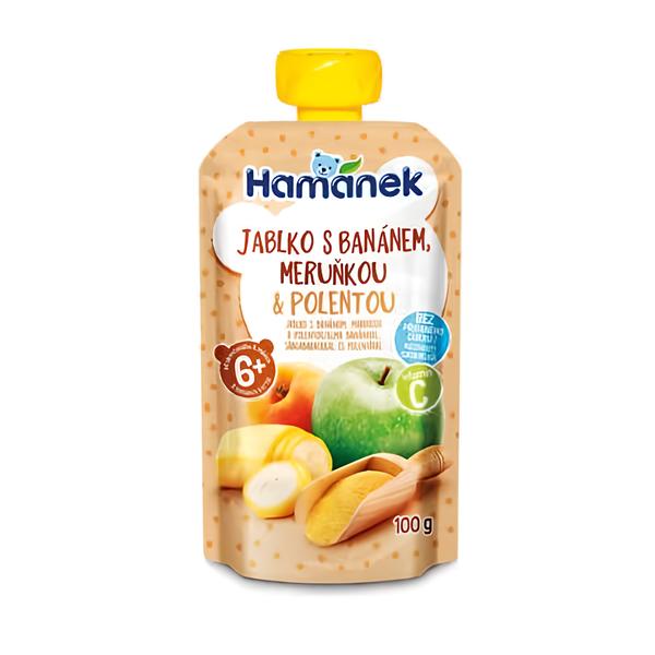 Hamánek Kapsička s jablkem, banánem, meruňkou a polentou