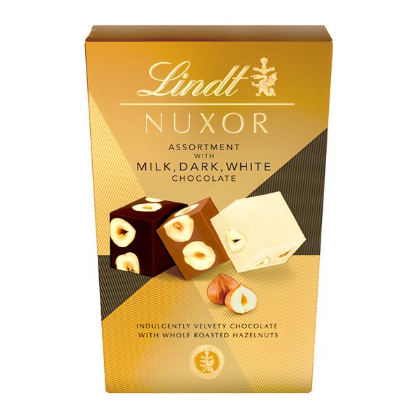 Lindt Bonboniéra Nuxor – mix mléčné, hořké a bílé čokolády