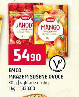 EMCO VEGAN MRAZEM SUŠENÉ OVOCE 30 g vybrané druhy