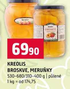 KREOLIS BROSKVE, MERUŇKY 530-680/310-400 g půlené 