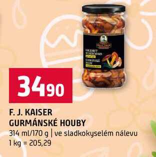 F. J. KAISER GURMÁNSKÉ HOUBY 314 ml/170 g ve sladkokyselém nálevu