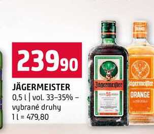 JÄGERMEISTER 0,5l vol. 33-35% vybrané druhy 