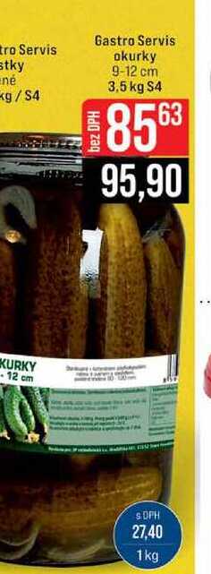 Gastro Servis okurky 9-12 cm 3,5 kg S4 