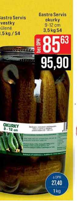 Gastro Servis okurky 9-12 cm 3,5 kg S4