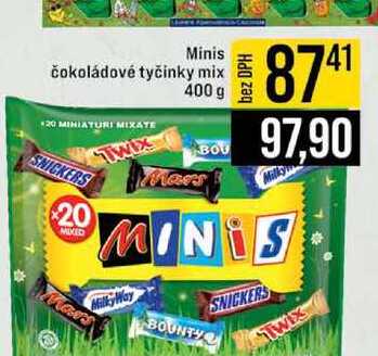 Minis čokoládové tyčinky mix 400 g 