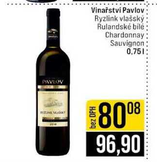 Vinařství Pavlov Ryzlink vlašský Rulandské bílé Chardonnay Sauvignon 0,75l