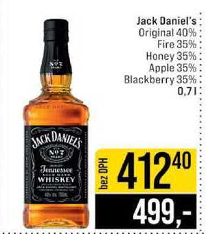 Jack Daniel's Original 40% Fire 35% Honey 35% Apple 35% Blackberry 35% 0,7l