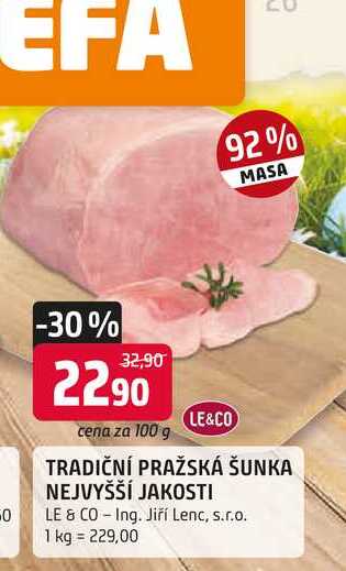 LE&CO TRADIČNÍ PRAŽSKÁ ŠUNKA NEJVYŠŠÍ JAKOSTI 100g