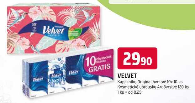 VELVET Kapesníky Original 4vrstvé 10x 10 ks 