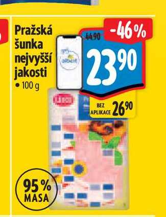Pražská šunka nejvyšší jakosti 100 g 