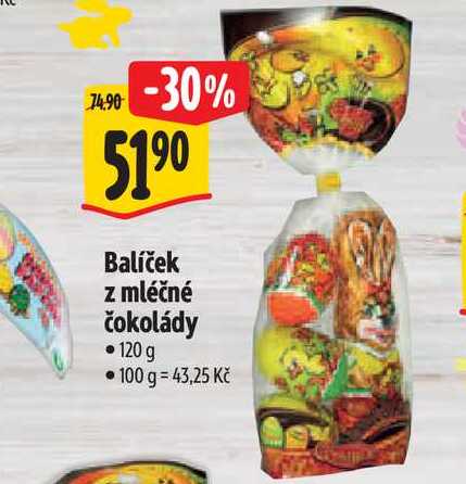  Balíček z mléčné čokolády 120 g  