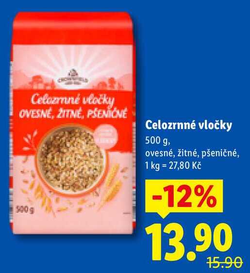 Celozrnné vločky, 500 g