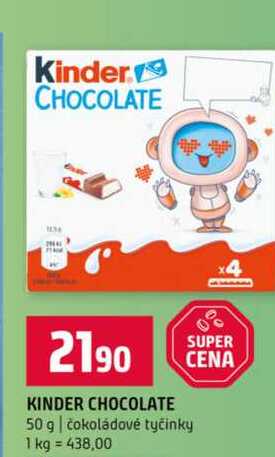 KINDER CHOCOLATE 50 g čokoládové tyčinky