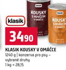 KLASIK KOUSKY V OMÁČCE 1240 g konzerva pro psy vybrané druhy  