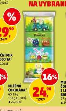 MLÉČNÁ ČOKOLÁDA, 4x15 g