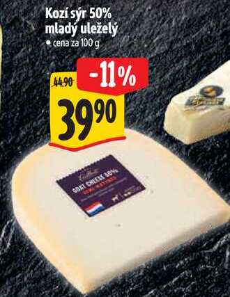 Kozí sýr 50% mladý uleželý, cena za 100 g