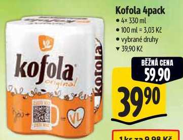 Kofola 4pack, 4x 330 ml 