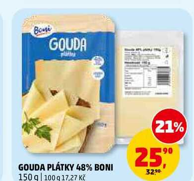 GOUDA PLÁTKY 48% BONI, 150 g