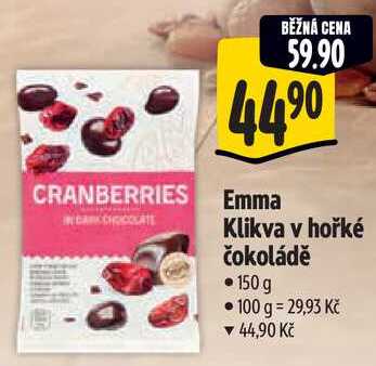 Emma Klikva v hořké čokoládě, 150 g