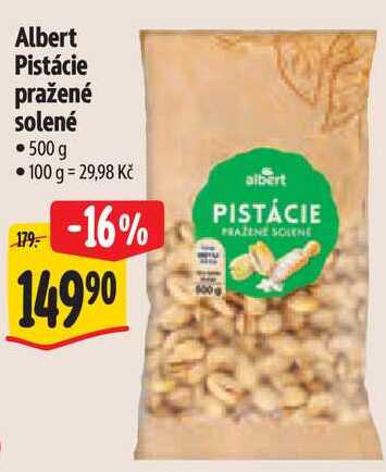 Albert Pistácie pražené solené, 500 g