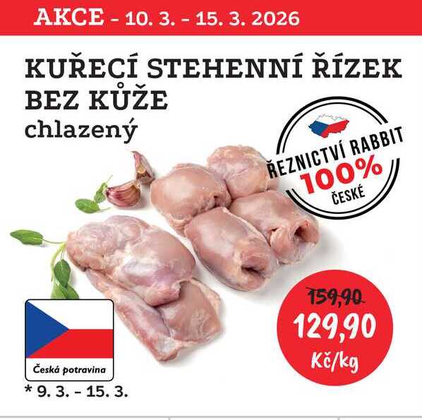 KUŘECÍ STEHENNÍ ŘÍZEK BEZ KŮŽE chlazený 1kg 