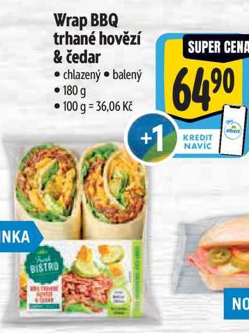 Wrap BBQ trhané hovězí & čedar, 180 g