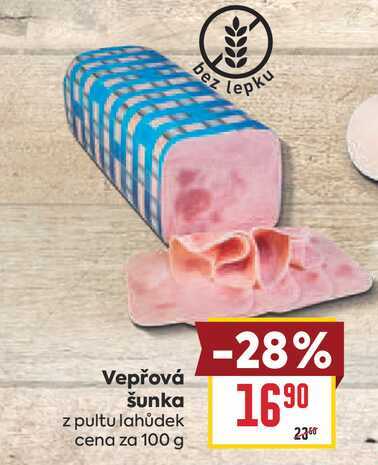 Vepřová šunka z pultu lahůdek cena za 100 g 