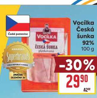 Vocilka Česká šunka 92% 100g