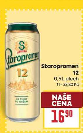 Staropramen 12 0,51, plech 