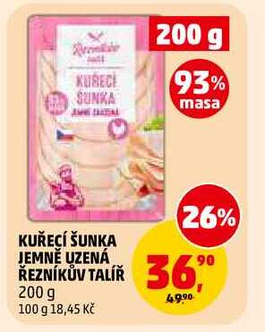 KUŘECÍ ŠUNKA JEMNĚ UZENÁ ŘEZNÍKŮV TALÍŘ, 200 g