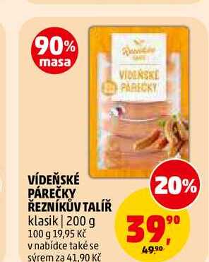 VÍDEŇSKÉ PÁREČKY ŘEZNÍKŮV TALÍŘ, 200 g