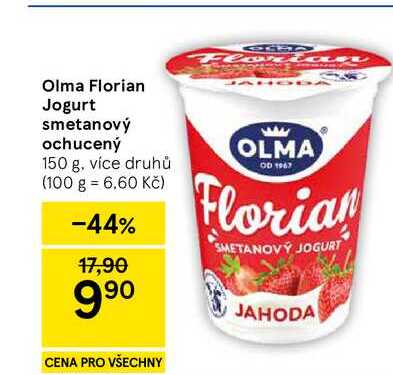 Olma Florian Jogurt smetanový ochucený, 150 g, více druhů 