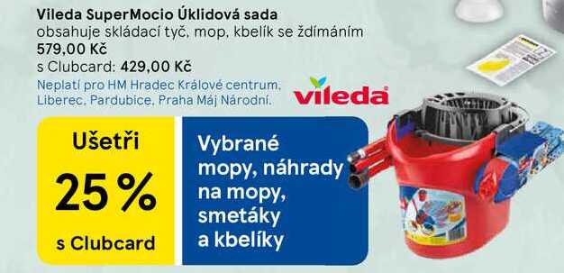Vileda SuperMocio Úklidová sada obsahuje skládací tyč, mop, kbelík se ždímáním  