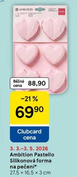 Ambition Pastello Silikonová forma na pečení, 27.5 x 16.5 x 3 cm 