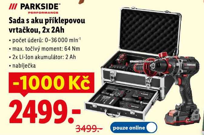 Sada s aku příklepovou vrtačkou, 2x 2Ah