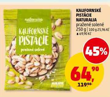 KALIFORNSKÉ PISTÁCIE NATURALIA pražené solené, 250 g