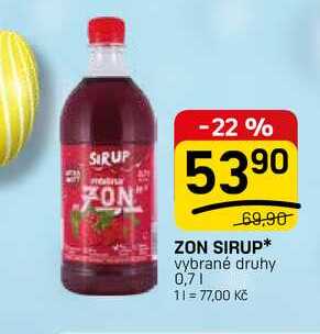 ZON SIRUP vybrané druhy 0,7l