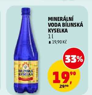 MINERÁLNÍ VODA BÍLINSKÁ KYSELKA, 1 l