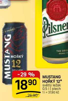 MUSTANG HOŘKÝ 12 světlý ležák 0,5l plech 