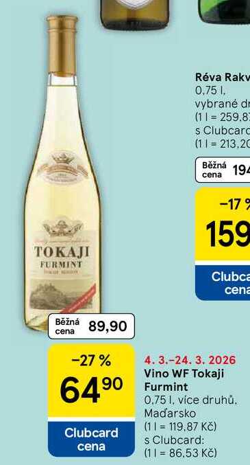 Vino WF Tokaji Furmint, 0.75 l, více druhů 