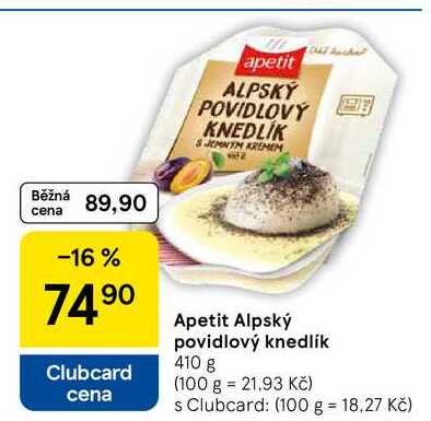 Apetit Alpský povidlový knedlík, 410 g 