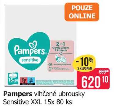 Pampers vlhčené ubrousky Sensitive XXL 15x 80 ks 