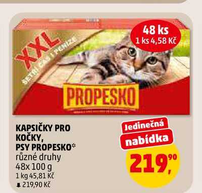 KAPSIČKY PRO KOČKY PROPESKO, 48x 100 g